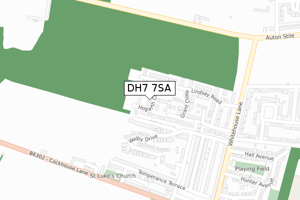 DH7 7SA map - large scale - OS Open Zoomstack (Ordnance Survey)