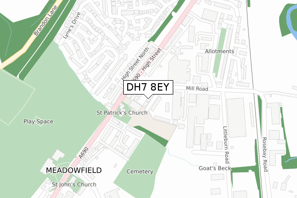 DH7 8EY map - large scale - OS Open Zoomstack (Ordnance Survey) DH7 8EY map - large scale - OS Open Zoomstack (Ordnance Survey)