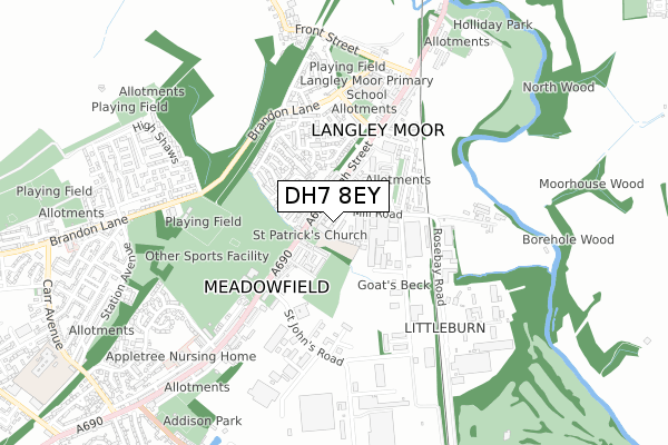 DH7 8EY map - small scale - OS Open Zoomstack (Ordnance Survey) DH7 8EY map - small scale - OS Open Zoomstack (Ordnance Survey)