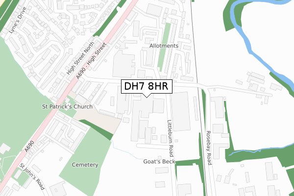 DH7 8HR map - large scale - OS Open Zoomstack (Ordnance Survey) DH7 8HR map - large scale - OS Open Zoomstack (Ordnance Survey)