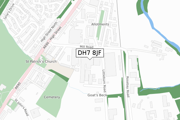 DH7 8JF map - large scale - OS Open Zoomstack (Ordnance Survey) DH7 8JF map - large scale - OS Open Zoomstack (Ordnance Survey)