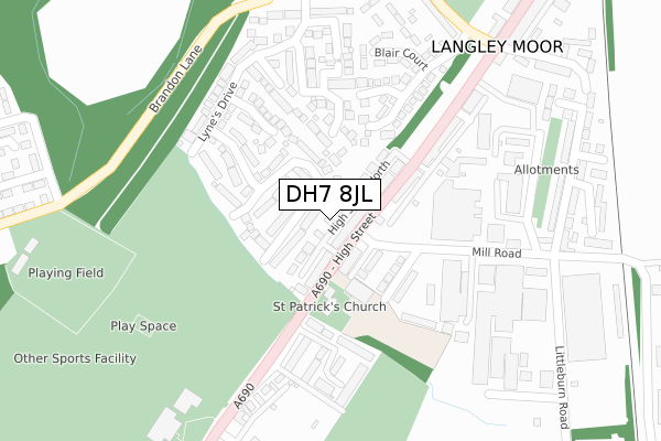 DH7 8JL map - large scale - OS Open Zoomstack (Ordnance Survey) DH7 8JL map - large scale - OS Open Zoomstack (Ordnance Survey)