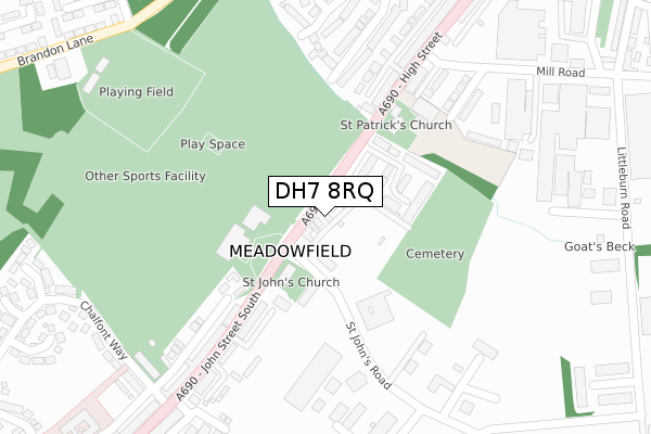 DH7 8RQ map - large scale - OS Open Zoomstack (Ordnance Survey)