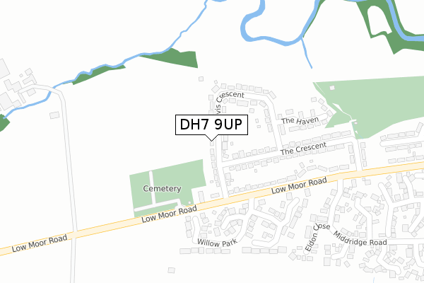 DH7 9UP map - large scale - OS Open Zoomstack (Ordnance Survey)
