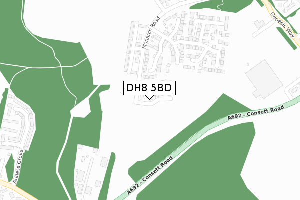 DH8 5BD map - large scale - OS Open Zoomstack (Ordnance Survey)