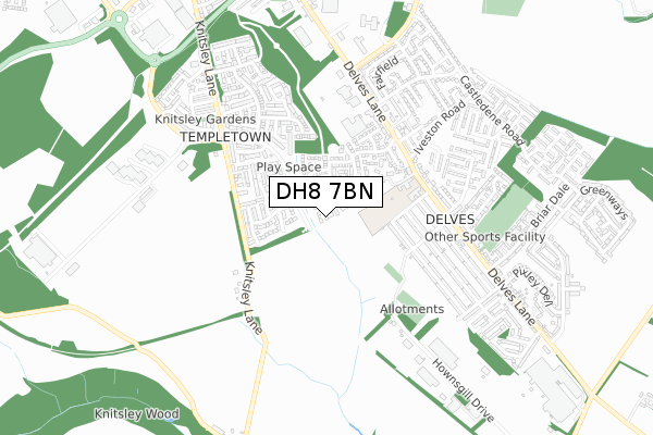 DH8 7BN map - small scale - OS Open Zoomstack (Ordnance Survey)