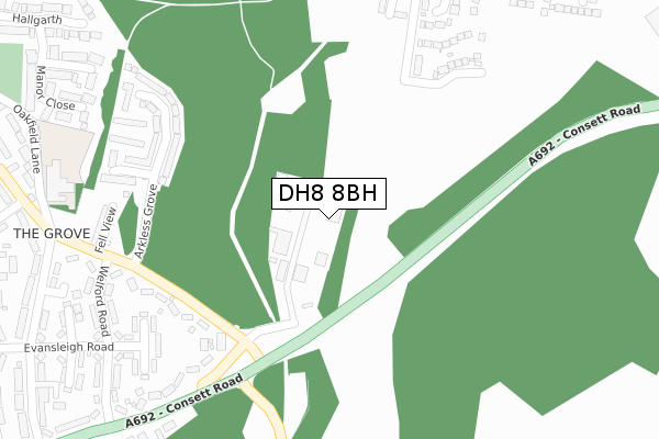 DH8 8BH map - large scale - OS Open Zoomstack (Ordnance Survey) DH8 8BH map - large scale - OS Open Zoomstack (Ordnance Survey)