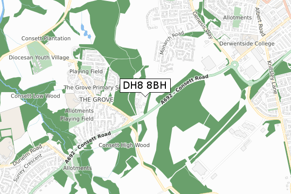 DH8 8BH map - small scale - OS Open Zoomstack (Ordnance Survey) DH8 8BH map - small scale - OS Open Zoomstack (Ordnance Survey)