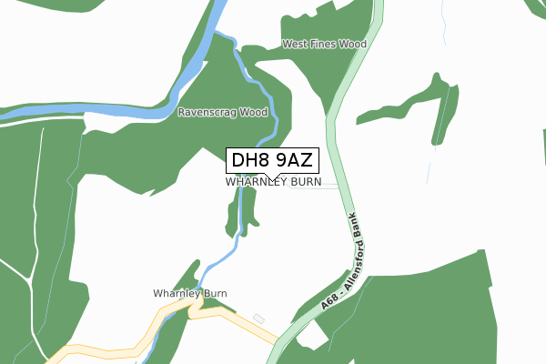DH8 9AZ map - large scale - OS Open Zoomstack (Ordnance Survey)