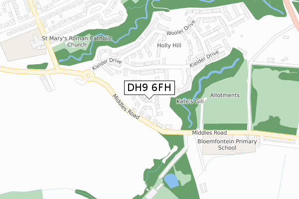 DH9 6FH map - large scale - OS Open Zoomstack (Ordnance Survey)
