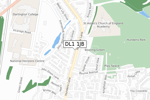 DL1 1JB map - large scale - OS Open Zoomstack (Ordnance Survey)