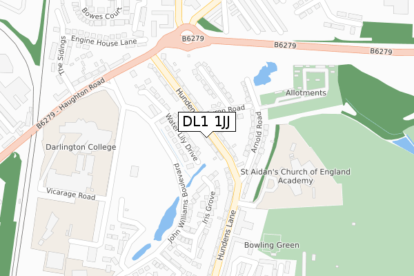 DL1 1JJ map - large scale - OS Open Zoomstack (Ordnance Survey)