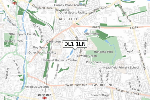 DL1 1LR map - small scale - OS Open Zoomstack (Ordnance Survey) DL1 1LR map - small scale - OS Open Zoomstack (Ordnance Survey)