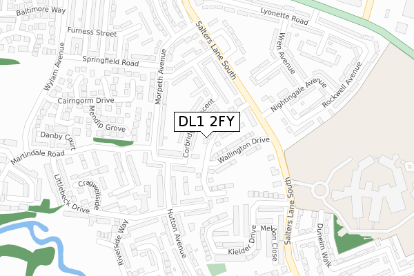 DL1 2FY map - large scale - OS Open Zoomstack (Ordnance Survey)
