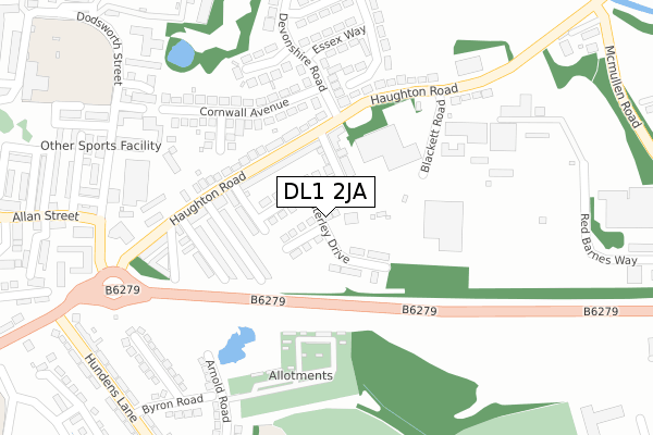DL1 2JA map - large scale - OS Open Zoomstack (Ordnance Survey) DL1 2JA map - large scale - OS Open Zoomstack (Ordnance Survey)