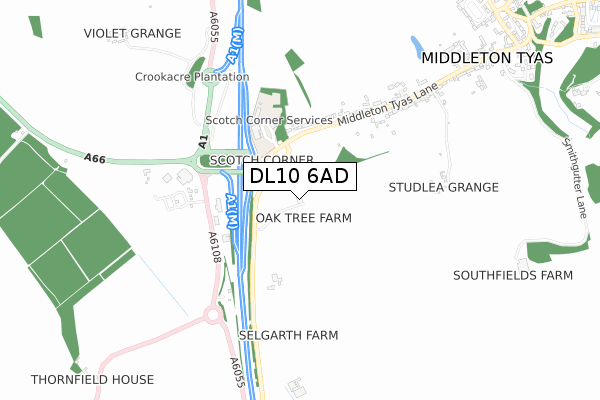 DL10 6AD map - small scale - OS Open Zoomstack (Ordnance Survey)