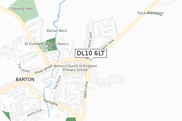 DL10 6LT map - large scale - OS Open Zoomstack (Ordnance Survey)