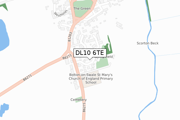DL10 6TE map - large scale - OS Open Zoomstack (Ordnance Survey)