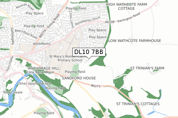 DL10 7BB map - small scale - OS Open Zoomstack (Ordnance Survey) DL10 7BB map - small scale - OS Open Zoomstack (Ordnance Survey)