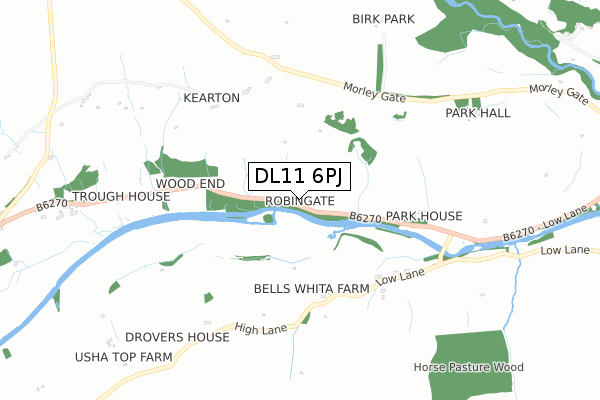 DL11 6PJ map - small scale - OS Open Zoomstack (Ordnance Survey)