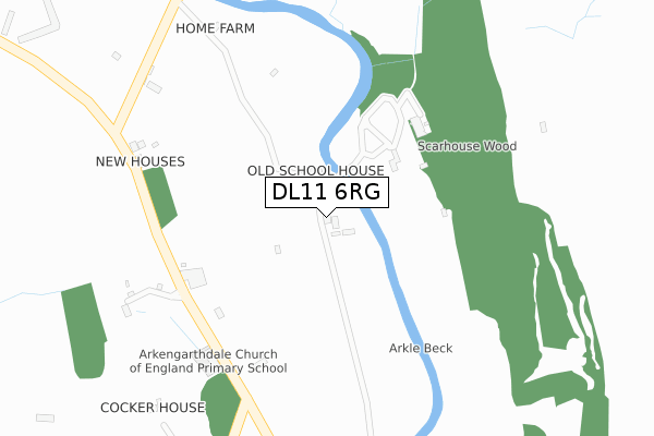 DL11 6RG map - large scale - OS Open Zoomstack (Ordnance Survey)