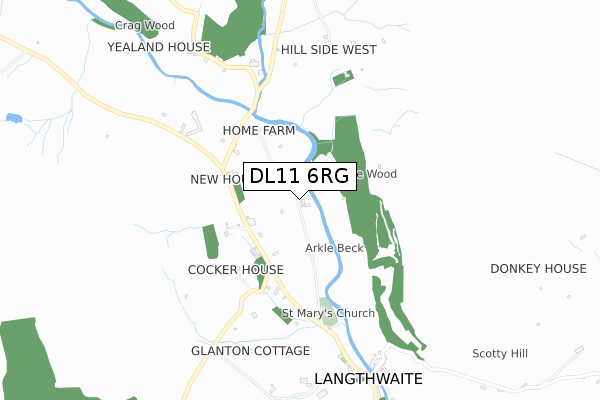 DL11 6RG map - small scale - OS Open Zoomstack (Ordnance Survey)