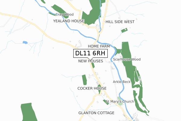 DL11 6RH map - small scale - OS Open Zoomstack (Ordnance Survey)