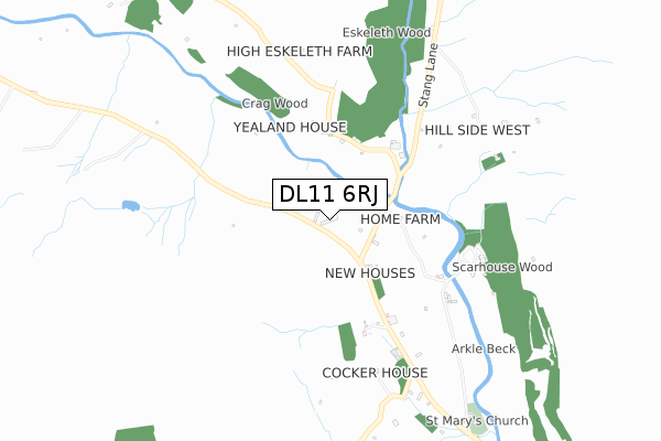 DL11 6RJ map - small scale - OS Open Zoomstack (Ordnance Survey)