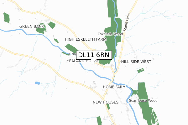DL11 6RN map - small scale - OS Open Zoomstack (Ordnance Survey)