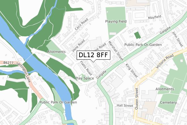 DL12 8FF map - large scale - OS Open Zoomstack (Ordnance Survey)