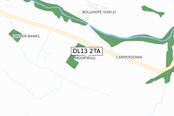 DL13 2TA map - large scale - OS Open Zoomstack (Ordnance Survey)