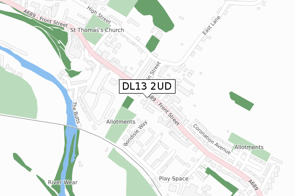 DL13 2UD map - large scale - OS Open Zoomstack (Ordnance Survey) DL13 2UD map - large scale - OS Open Zoomstack (Ordnance Survey)