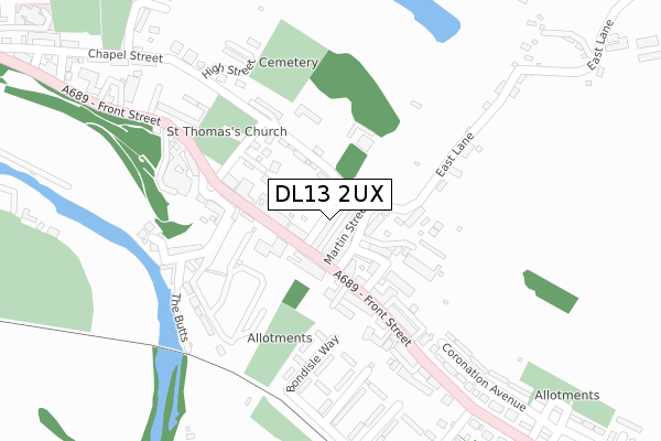 DL13 2UX map - large scale - OS Open Zoomstack (Ordnance Survey)