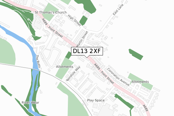 DL13 2XF map - large scale - OS Open Zoomstack (Ordnance Survey)