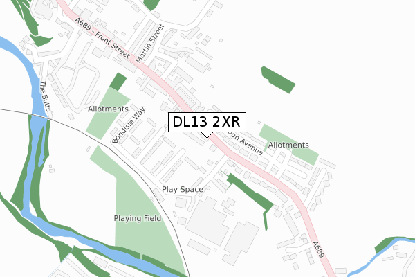 DL13 2XR map - large scale - OS Open Zoomstack (Ordnance Survey)