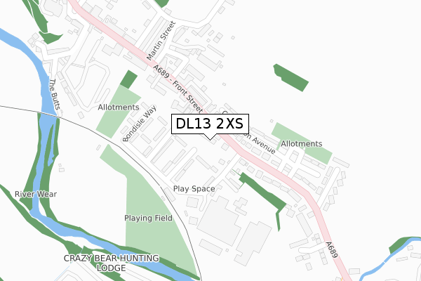 DL13 2XS map - large scale - OS Open Zoomstack (Ordnance Survey)