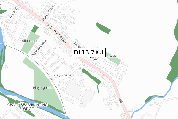 DL13 2XU map - large scale - OS Open Zoomstack (Ordnance Survey)