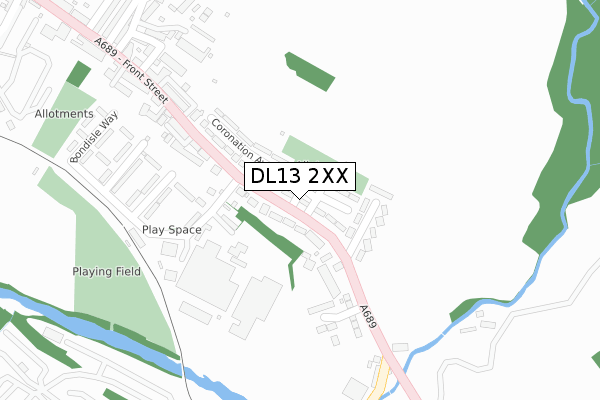 DL13 2XX map - large scale - OS Open Zoomstack (Ordnance Survey)