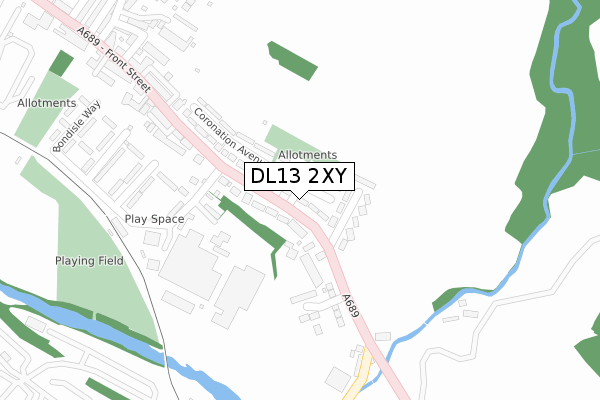DL13 2XY map - large scale - OS Open Zoomstack (Ordnance Survey)