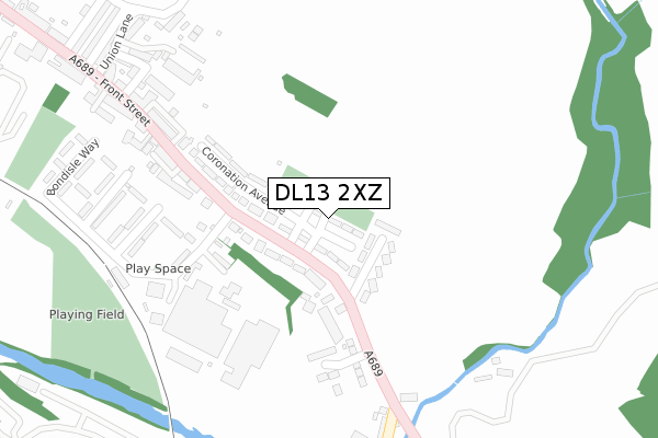 DL13 2XZ map - large scale - OS Open Zoomstack (Ordnance Survey)