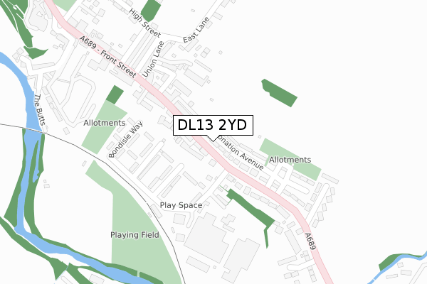 DL13 2YD map - large scale - OS Open Zoomstack (Ordnance Survey)