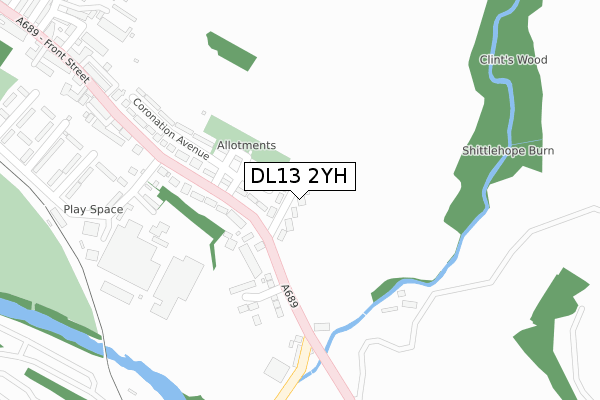 DL13 2YH map - large scale - OS Open Zoomstack (Ordnance Survey)