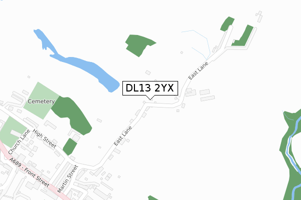 DL13 2YX map - large scale - OS Open Zoomstack (Ordnance Survey)