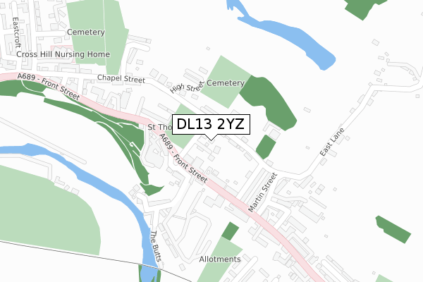 DL13 2YZ map - large scale - OS Open Zoomstack (Ordnance Survey) DL13 2YZ map - large scale - OS Open Zoomstack (Ordnance Survey)