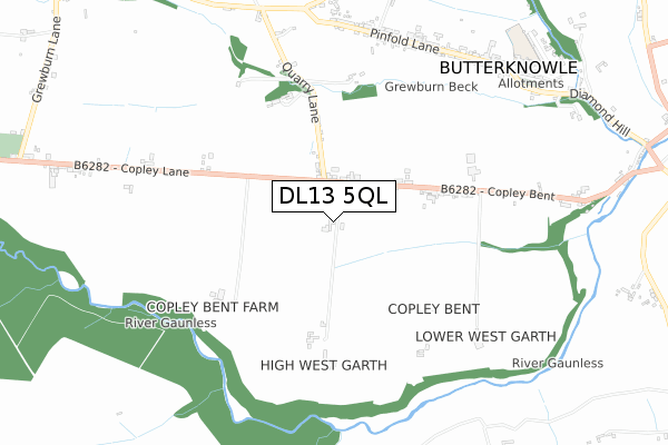 DL13 5QL map - small scale - OS Open Zoomstack (Ordnance Survey)