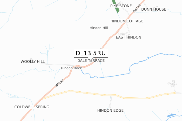 DL13 5RU map - small scale - OS Open Zoomstack (Ordnance Survey)