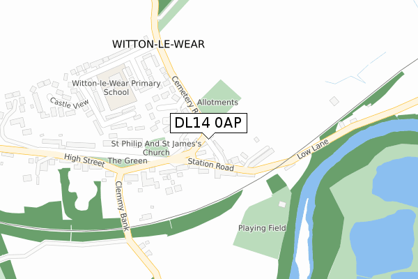 DL14 0AP map - large scale - OS Open Zoomstack (Ordnance Survey)