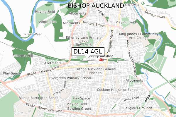 DL14 4GL map - small scale - OS Open Zoomstack (Ordnance Survey) DL14 4GL map - small scale - OS Open Zoomstack (Ordnance Survey)