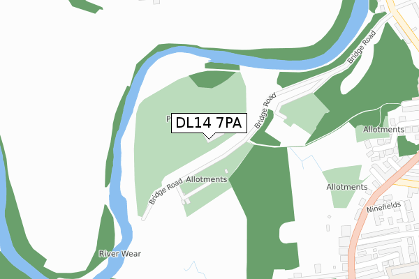 DL14 7PA map - large scale - OS Open Zoomstack (Ordnance Survey)