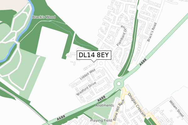 DL14 8EY map - large scale - OS Open Zoomstack (Ordnance Survey) DL14 8EY map - large scale - OS Open Zoomstack (Ordnance Survey)